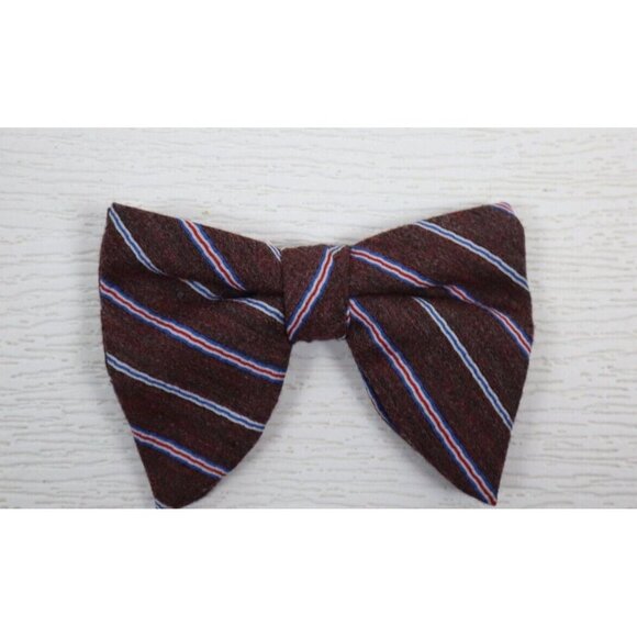 VINTAGE MEN'S BROWN STRIPED CLIP ON BOW TIE - Picture 1 of 4